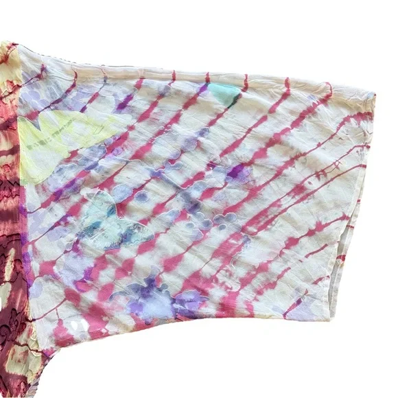 Citron 100% Silk Kimono Duster XL Oversized Tie Dye Floral Sheer USA Made Luxe - Picture 5 of 8